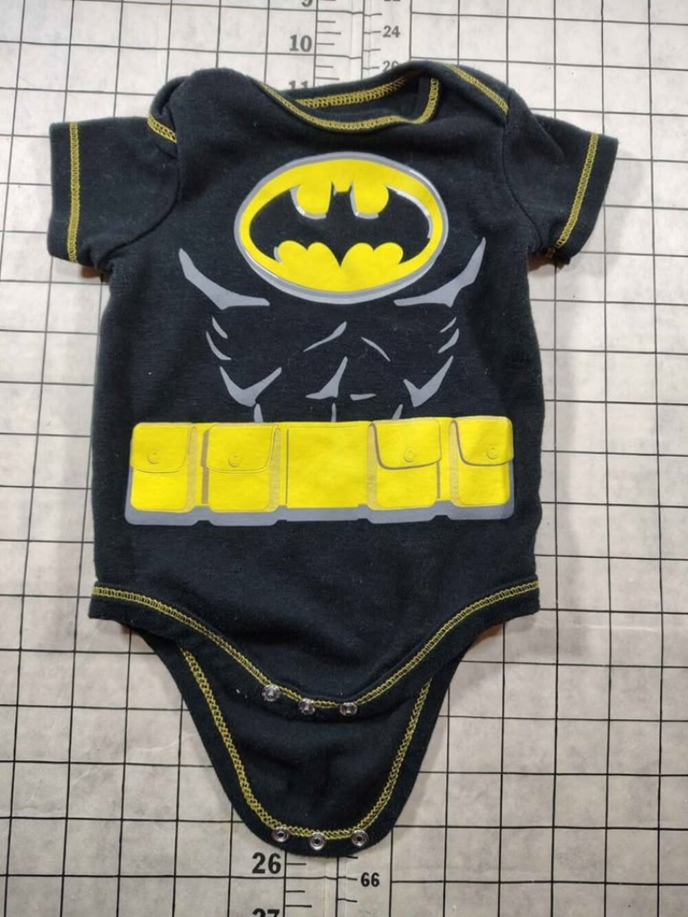 Boy's Black & Yellow Batman Baby Onesie 0-3M